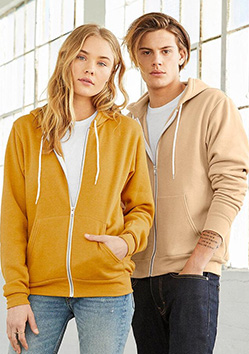 Bella + Canvas 3739 Unisex Poly-Cotton Fleece Full-Zip Hooded Sweatshirt